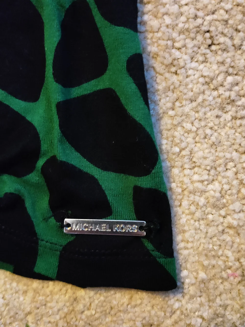 Michael Kors Green and Black Patterned Short Sleeve Tee